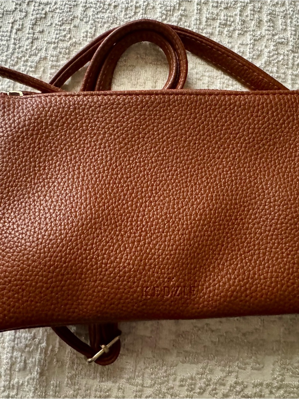 Pebbled Leather Crossbody Bag in Chestnut Brown